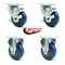 Service Caster 3.5 Inch Blue Polyurethane Swivel Top Plate Caster Set with 2 Brake 2 Rigid SCC SCC-20S3514-PPUB-BLUE-TLB-2-R3514-2 - alternate 3
